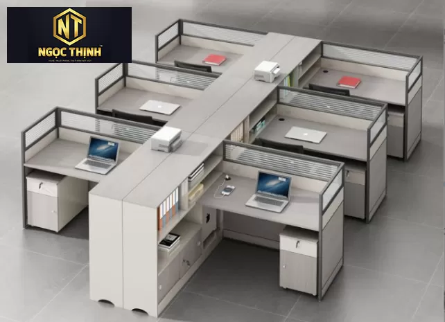 Các mẫu bàn làm việc cụm cho nhiều người hiện đại được sản xuất tại Nội Thất Ngọc Thịnh